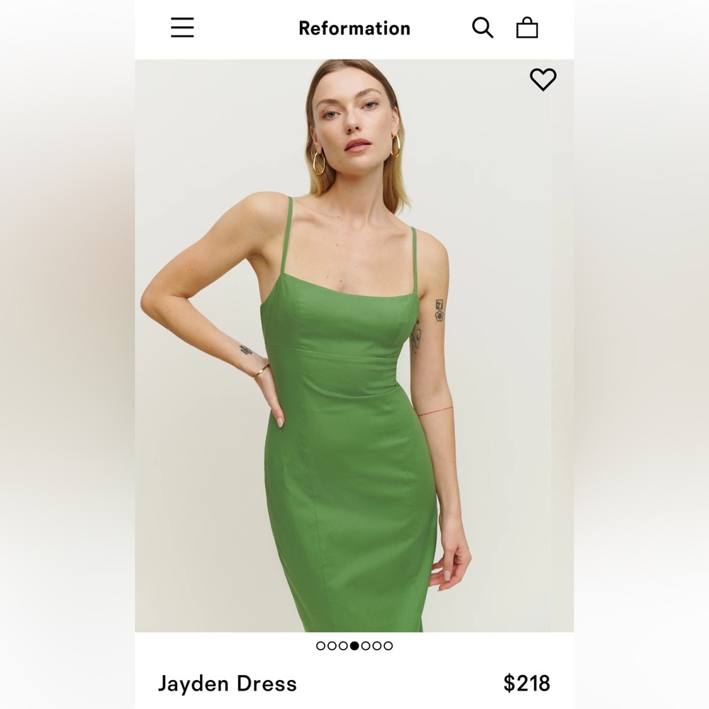 Reformation Jayden Dress Palm Green - Size 8